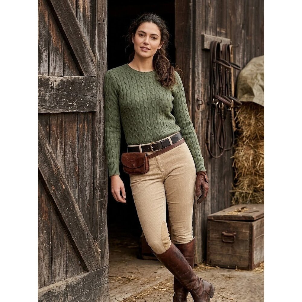 NWT Polo Ralph Lauren Cable-Knit Cotton Crewneck in Grey Green Heather Sweater M - Picture 2 of 6